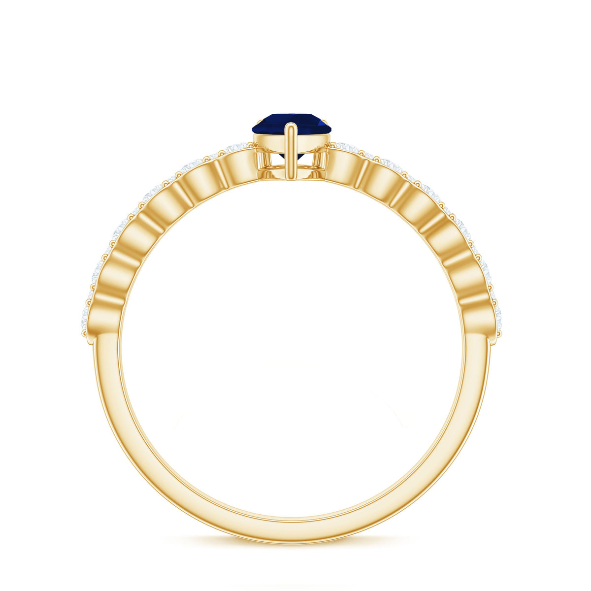 Minimal blue sapphire solitaire promise ring with diamond by Rosec Jewels, featuring a sleek design and a central blue sapphire gemstone.