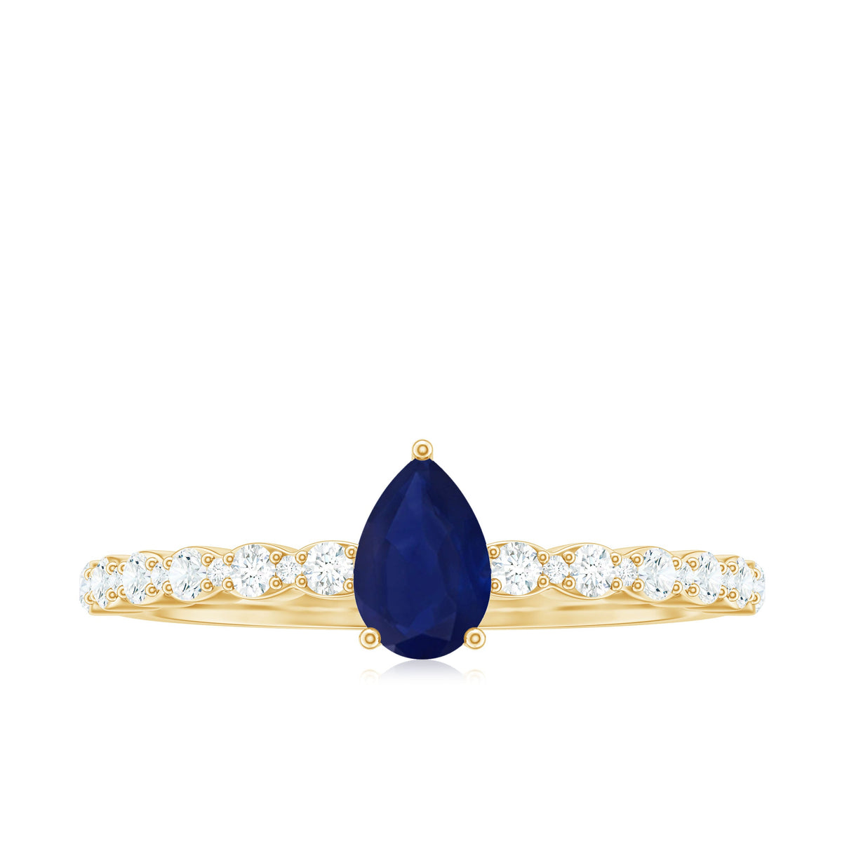 Minimal blue sapphire solitaire promise ring with diamond accent, crafted by Rosec Jewels, featuring a sleek band and elegant design.