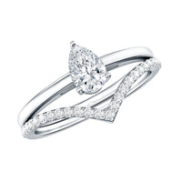 Pear Cut Solitaire Moissanite Engagement Ring with Enhancer