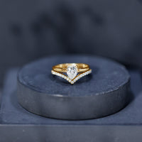 Pear Cut Solitaire Moissanite Engagement Ring with Enhancer