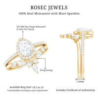 Pear Cut Moissanite Halo Bridal Ring Set with Certificate