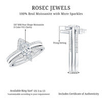 Brilliant Cut Moissanite Trio Wedding Ring Set For Women