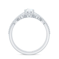 Pear Moissanite Double Band Engagement Ring with Enhancer