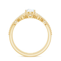 Pear Moissanite Double Band Engagement Ring with Enhancer