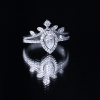 Vintage Style Moissanite Teardrop Wedding Ring Set
