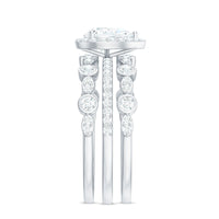 Pear Shaped Moissanite Engagement Ring with 2 Enhancers