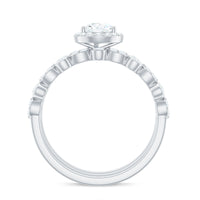 Pear Shaped Moissanite Engagement Ring with 2 Enhancers