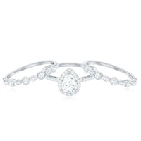 Pear Shaped Moissanite Engagement Ring with 2 Enhancers