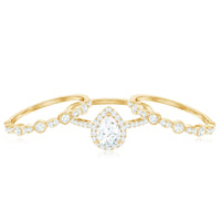 Pear Shaped Moissanite Engagement Ring with 2 Enhancers