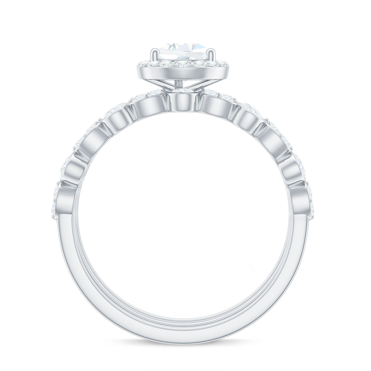 Pear Shaped Cubic Zirconia Trio Wedding Ring Set for Women