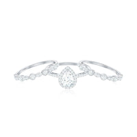 Pear Shaped Cubic Zirconia Trio Wedding Ring Set for Women
