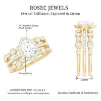 Pear Shaped Cubic Zirconia Trio Wedding Ring Set for Women