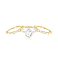 Pear Shaped Cubic Zirconia Trio Wedding Ring Set for Women