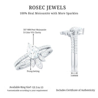 Pear Cut Moissanite Solitaire Bridal Ring Set with Certificate