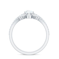 Pear Cut Moissanite Solitaire Bridal Ring Set with Certificate