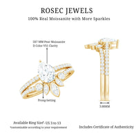 Pear Cut Moissanite Solitaire Bridal Ring Set with Certificate