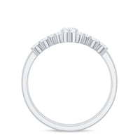 Marquise Cut Moissanite Engagement Ring with V-Shaped Wedding Band