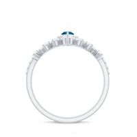 Marquise Cut London Blue Topaz Halo Wedding Ring Set with Diamond Band