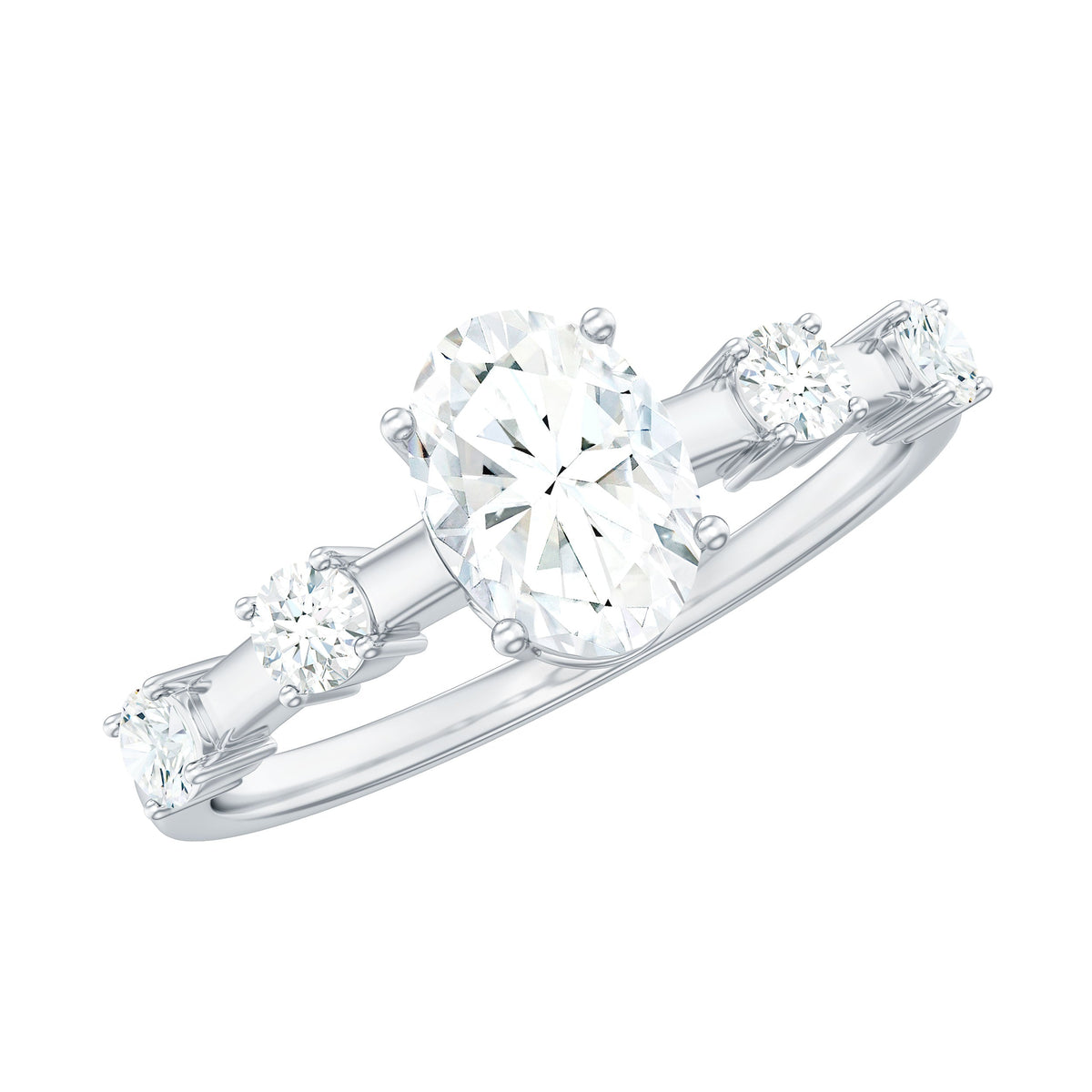 Oval cubic zirconia solitaire engagement ring for women by Rosec Jewels with a sparkling center stone and elegant band.