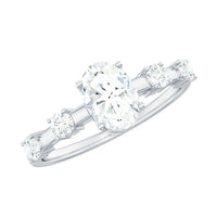 Oval cubic zirconia solitaire engagement ring for women by Rosec Jewels with a sparkling center stone and elegant band.