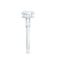 Oval cubic zirconia solitaire engagement ring for women with a sleek band, by Rosec Jewels.