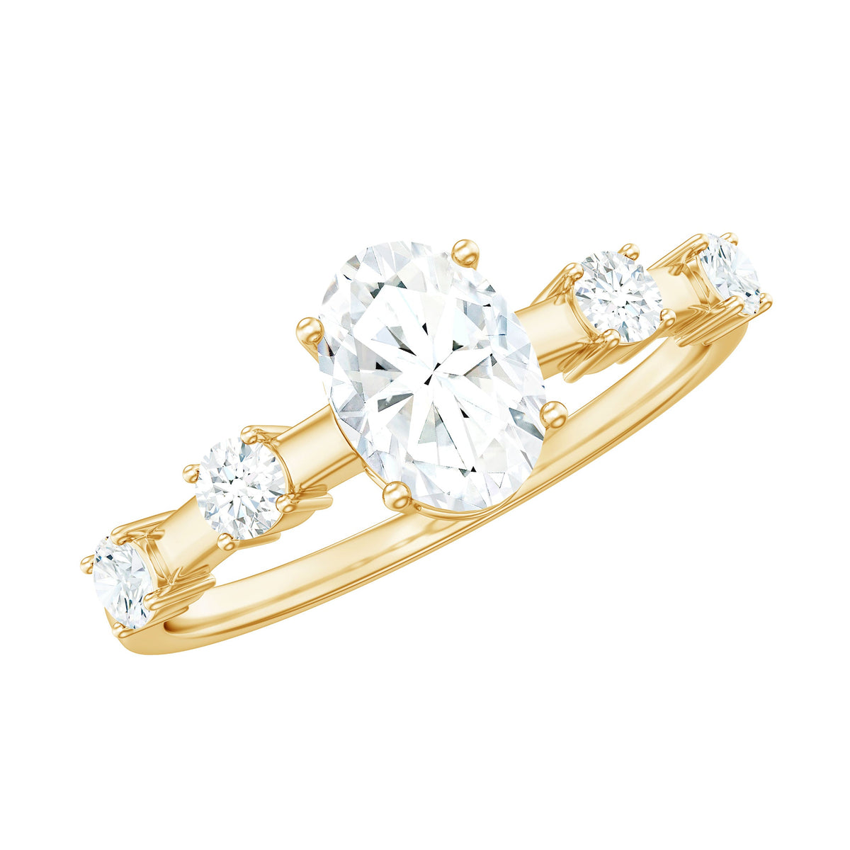 Oval cubic zirconia solitaire engagement ring for women with a sleek band, designed by Rosec Jewels.