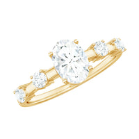 Oval cubic zirconia solitaire engagement ring for women with a sleek band, designed by Rosec Jewels.