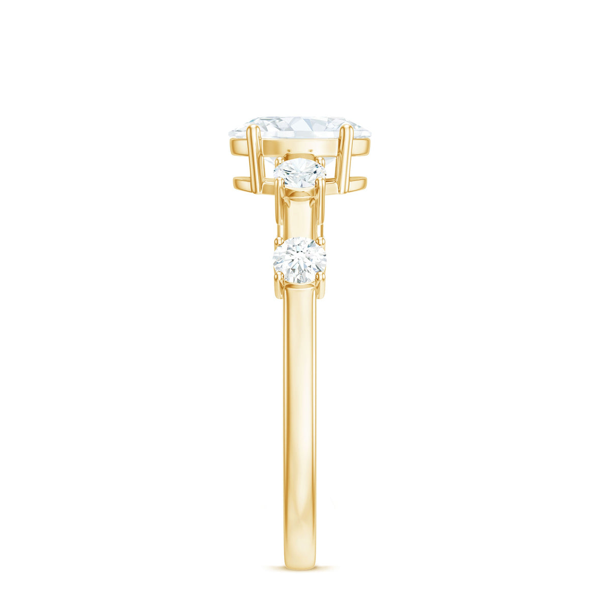 Oval cubic zirconia solitaire engagement ring for women with a sleek band, featuring a sparkling central stone from Rosec Jewels.