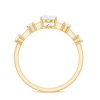 Oval cubic zirconia solitaire engagement ring for women with a silver band from Rosec Jewels, showcasing a sparkling central stone.
