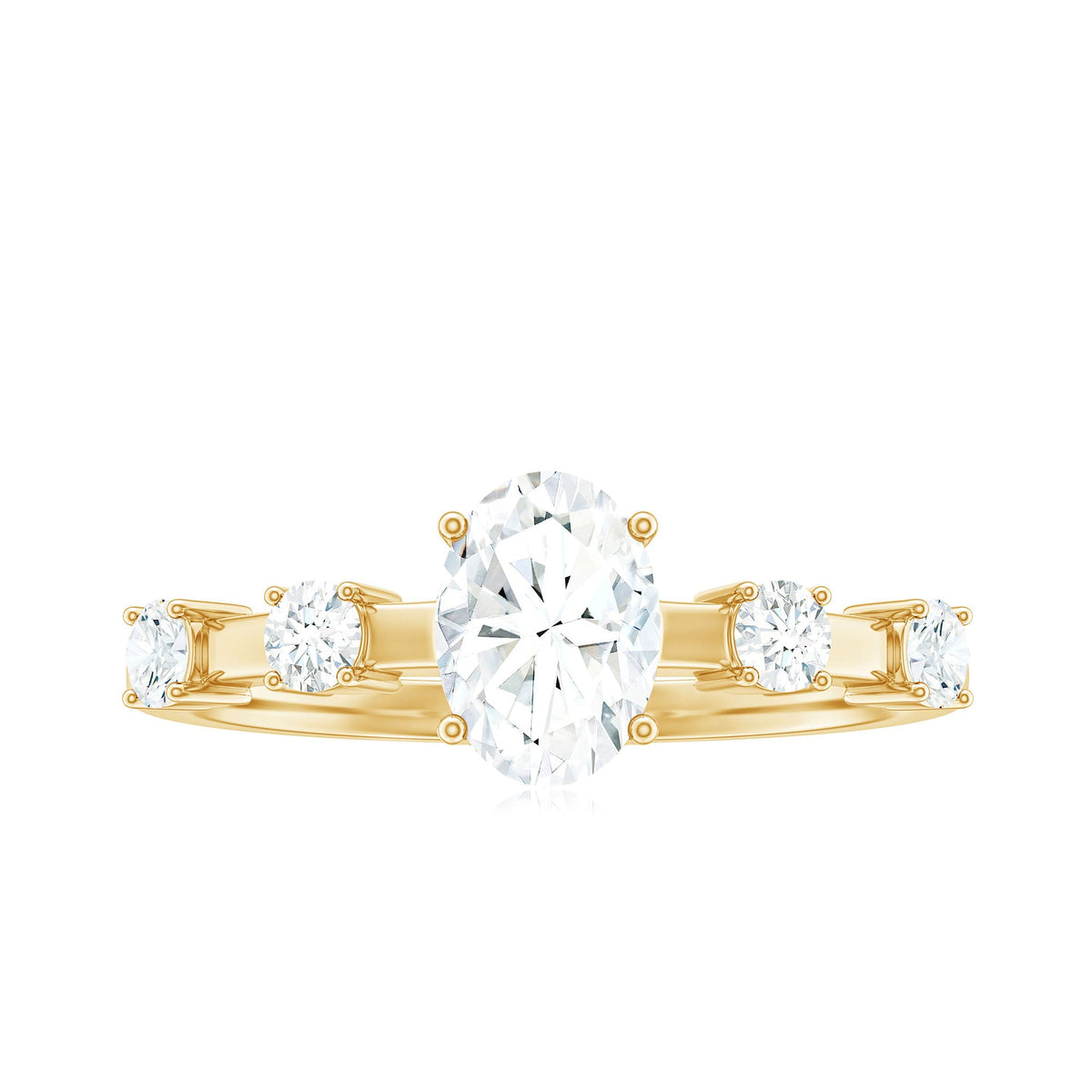 Oval cubic zirconia solitaire engagement ring for women by Rosec Jewels, featuring a sparkling central stone and elegant band.