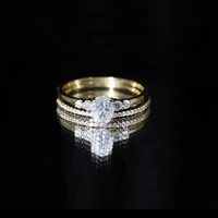 Certified Moissanite Oval Engagement Ring with Wedding Band
