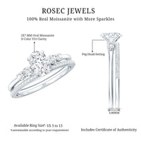Certified Moissanite Oval Engagement Ring with Wedding Band