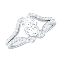 Rosec Jewels 2.25 CT oval cut zircon engagement ring with split shank, showcasing sparkling center stone and elegant band design.