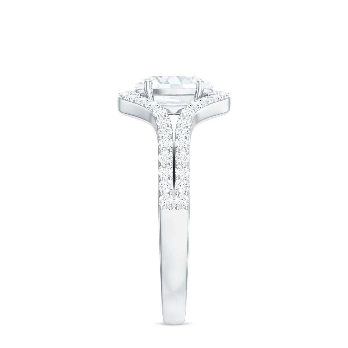 Rosec Jewels 2.25 CT oval cut zircon engagement ring with split shank design, showcasing sparkling gemstone and elegant band.