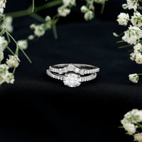 Oval Cut Moissanite Engagement Ring with Wedding Band Set