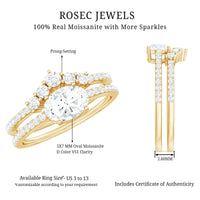 Oval Cut Moissanite Engagement Ring with Wedding Band Set