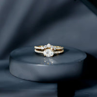 Oval Cut Moissanite Engagement Ring with Wedding Band Set
