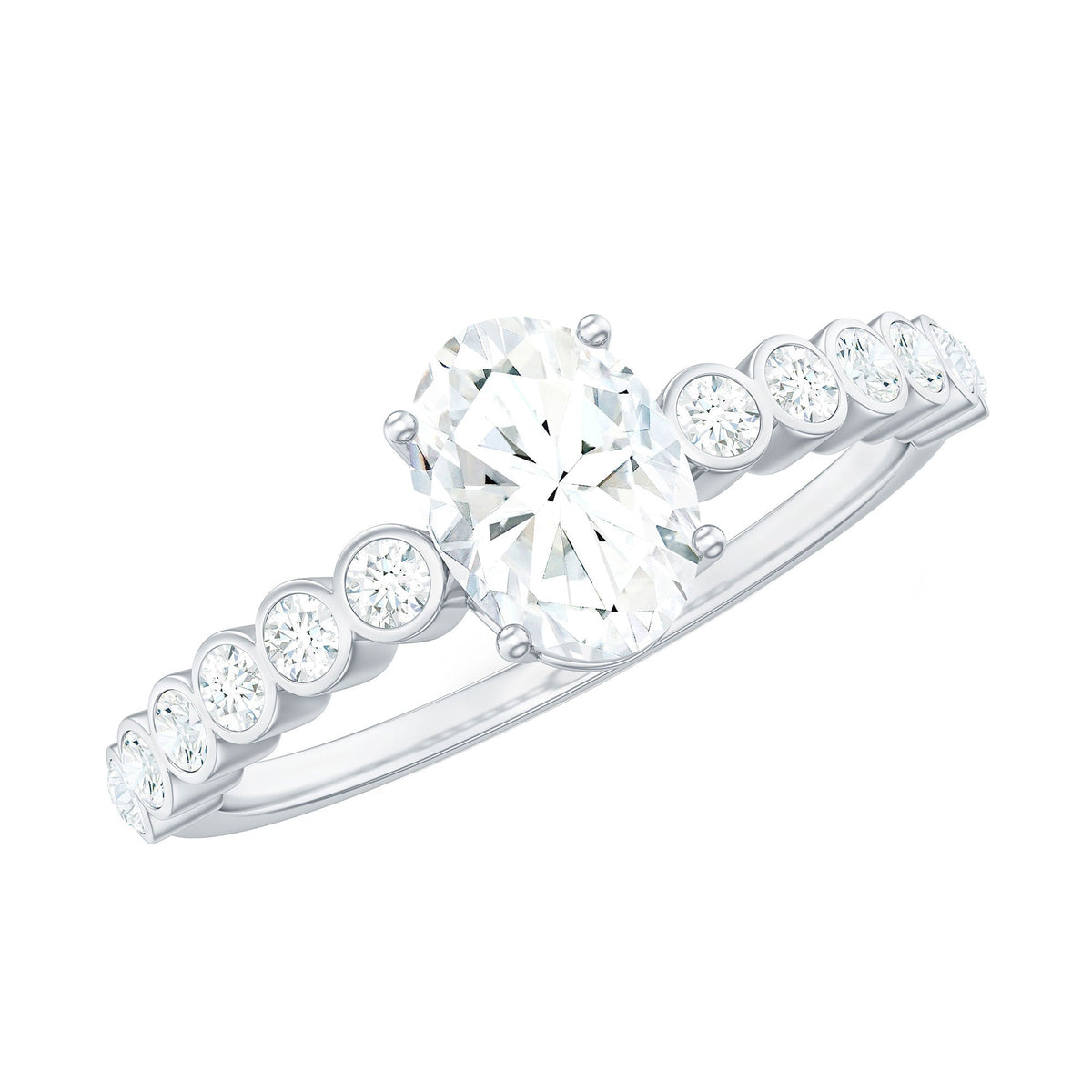 Rosec Jewels 1.75 CT prong set oval cubic zirconia engagement ring with a solitaire design and sterling silver band.