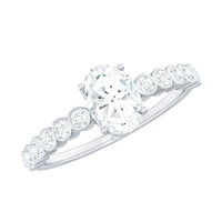 Rosec Jewels 1.75 CT prong set oval cubic zirconia engagement ring with a solitaire design and sterling silver band.