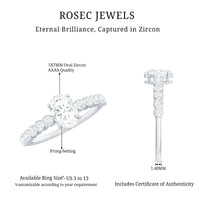 Rosec Jewels 1.75 CT prong set oval cubic zirconia solitaire engagement ring with a sleek band and sparkling center stone.