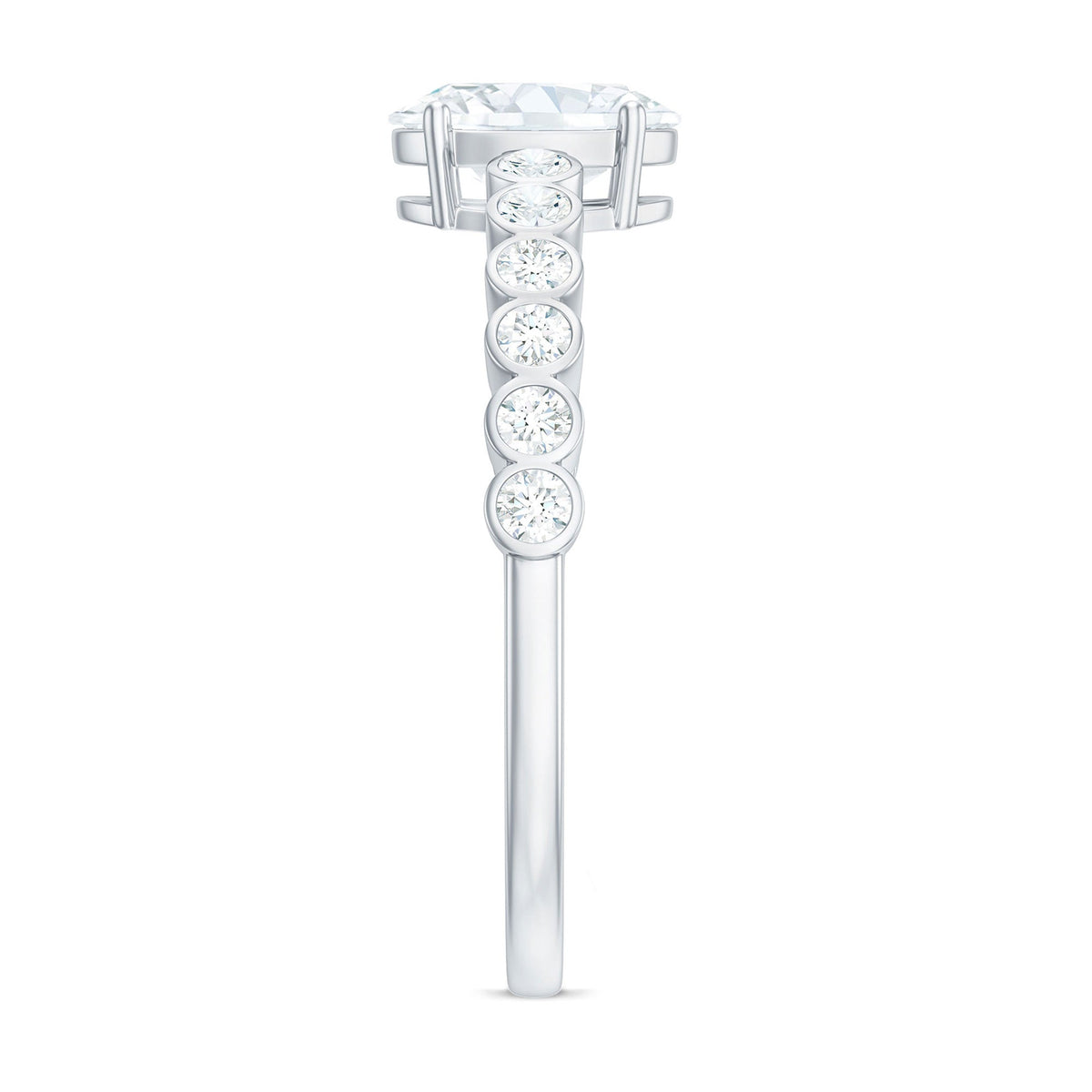 Oval cubic zirconia engagement ring with 1.75 carats prong setting by Rosec Jewels, showcasing a sparkling solitaire design.