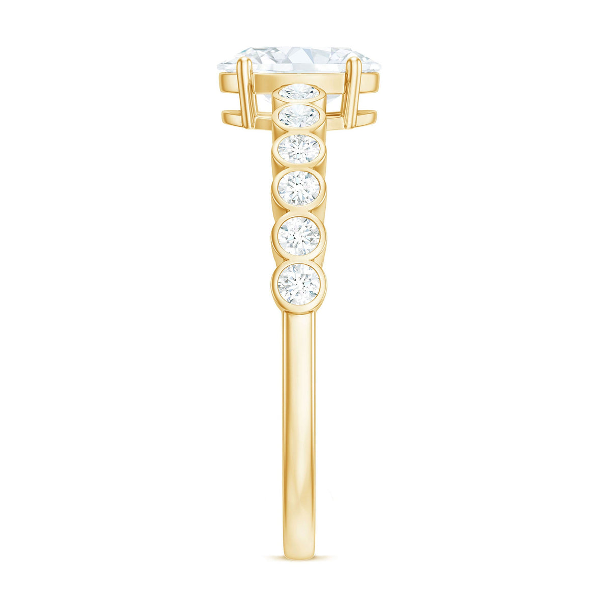 Oval cubic zirconia solitaire engagement ring with prong setting, featuring 1.75 carats and a sleek band by Rosec Jewels.