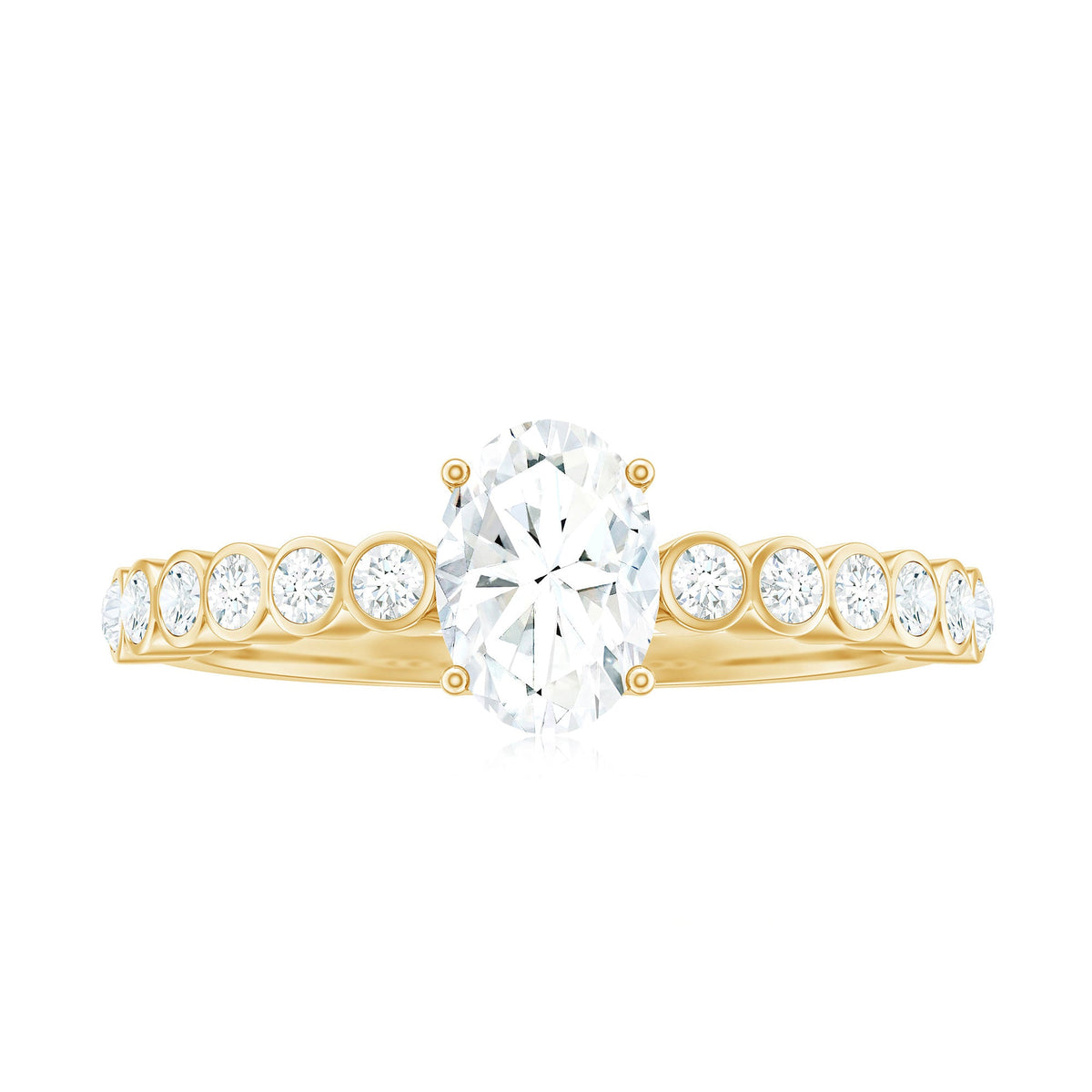 Rosec Jewels 1.75 CT prong set oval cubic zirconia engagement ring with solitaire design, showcasing a sparkling center stone.