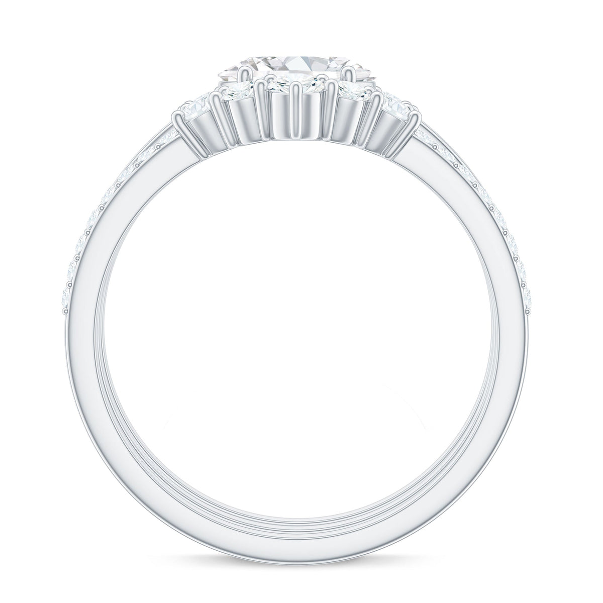 2.25 CT Oval Zircon Trio Wedding Ring Set in Gold