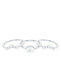 2.25 CT Oval Zircon Trio Wedding Ring Set in Gold