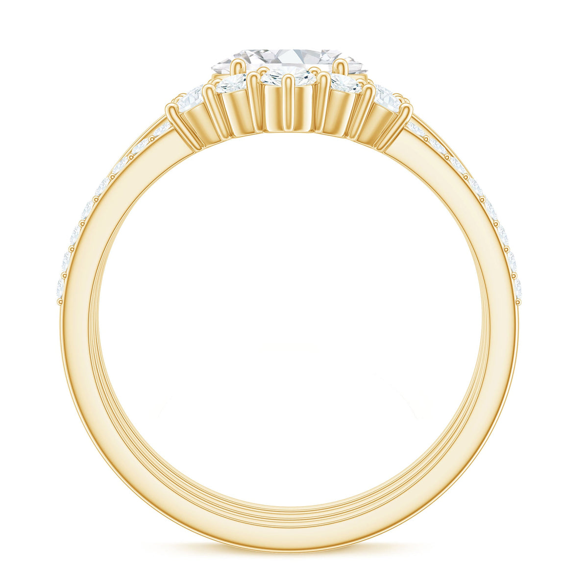 2.25 CT Oval Zircon Trio Wedding Ring Set in Gold