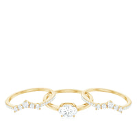 2.25 CT Oval Zircon Trio Wedding Ring Set in Gold