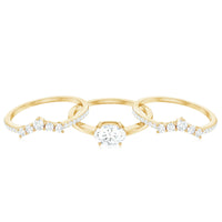 Brilliant Cut Moissanite Trio Wedding Ring Set with Certificate