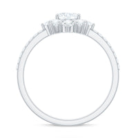 Rosec Jewels 2 CT oval cubic zirconia engagement ring with a half halo setting, featuring sparkling stones and elegant band design.