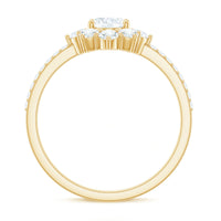 Rosec Jewels 2 CT oval cubic zirconia engagement ring with half halo, featuring a sparkling central stone and intricate band details.